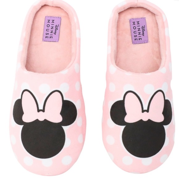 BRAND NEW Women’s Disney Minnie Mouse Polka Dot Pink Slippers Size 11/12 - Picture 1 of 5